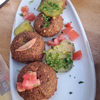 Falafel without tahini sauce at Mezze Restaurant in Kralendijk