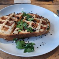 Kimchi tosti met vegan kaas. Heerlijk! at Lunchcafe Curcuma in Gouda