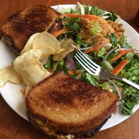 Reuben, chopped salad, and chips. Even their chips are good at LUHV Vegan Bistro in Hatboro