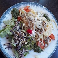 Linguine asperges-pleurotes at Cafe Lumiere in Grenoble