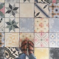 Cute floors inside  at Superfood Smoothie Bar in Split