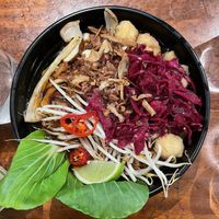 Pho with homemade tofu  at Hanoi Bike Shop in Glasgow