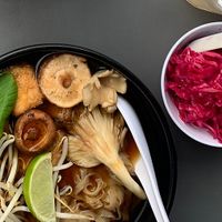 build your own phõ with pickled purple cabbage  at Hanoi Bike Shop in Glasgow