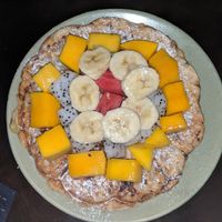 Vegan (banana) waffle with fruit at Tree Hugger in Dong Hoi