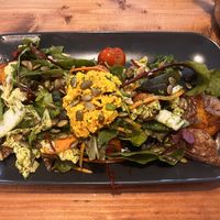 Purple sprouting broccoli and tofu saladd  at the bungo in Glasgow