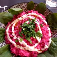 Beetroot risotto at Escandinavia Green Spirit in Fuseta