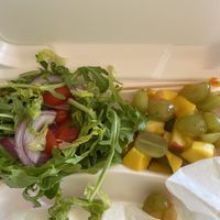 Green salad and fruit salad at Plant Power Cafe & Juice Bar in Chattanooga