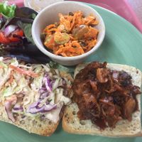 Jack Fruit BBQ with carrot salad  at Plant Power Cafe & Juice Bar in Chattanooga