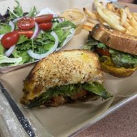 Portabella mushroom patty melt   at Plant Power Cafe & Juice Bar in Chattanooga