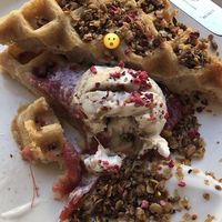 Sorghum waffles!  at Acacia in Frederiksberg