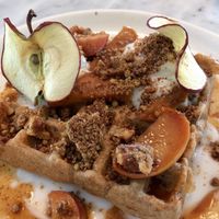 Buckwheat waffle with caramelized apples  at Acacia in Frederiksberg