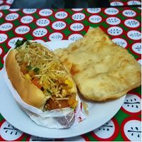 Hot dog e pastel vegan at Hot Dog do Samuray in Joao Pessoa