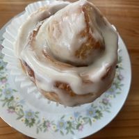 cinnamon roll  at Shoofly in Portland