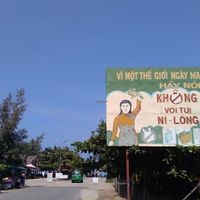 When you see this sign, look to the left, that's where P&B is. at P&B Restaurant in Hoi An