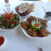 Spicy Mango Salad and Fried Taro  at P&B Restaurant in Hoi An