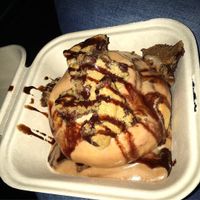 Chocolate frosting, choco chip cookie chunks & choco drizzle at Cinnaholic in Richardson