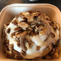 Coffee frosting with Pecans & Walnuts  at Cinnaholic in Richardson