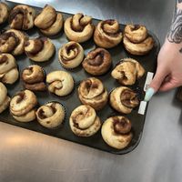Fresh baked mini cinnamon rolls at Cinnaholic in Richardson