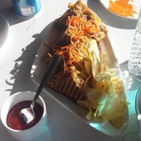 Pattice Cheese Grill - ragda pattice & cheese grilled between breads, served with ketchup at Kailash Parbat in Mississauga