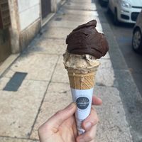 Chocolate and crumble ice at Gelateria La Romana in Verona