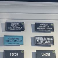 Vegan choices are clearly labelled with a green vegan mark at Gelateria La Romana in Verona