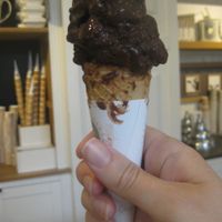 Vegan chocolate ice cream at Gelateria La Romana in Verona