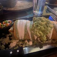Vegan Chik’n Chimichanga with Pico de Gallo on the side  at Nacho Daddy - The Strip in Las Vegas