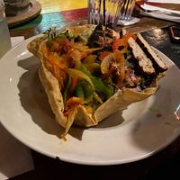 Vegan Tostada Salad with Chick'n at Nacho Daddy - The Strip in Las Vegas