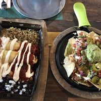 Mmmm vegan nachos and vegan enchiladas- delicious  at Nacho Daddy - The Strip in Las Vegas
