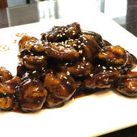 Sweet and sour fried mushrooms! at Vegetarian Dumpling in Beijing