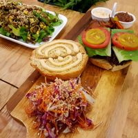 super veggie burger at Nourish Cafe in Yangon