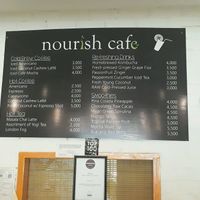 Menu board  at Nourish Cafe in Yangon