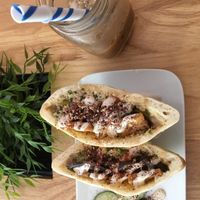 Israeli sabich pita sandwich  at Nourish Cafe in Yangon
