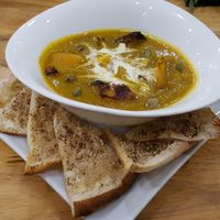 Pumpkin soup at Nourish Cafe in Yangon