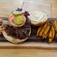 Burger at Nourish Cafe in Yangon
