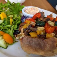 Jacket Potato With Houmous & Roast Vegetables at The Hextol Tans Coffee Shop and Vegetarian Cafe in Hexham