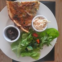 Vegetarian leek, mushroom and Stilton quiche at The Hextol Tans Coffee Shop and Vegetarian Cafe in Hexham