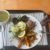 Day’s menu. Fav: the cabbage and the chickpea tempeh!  at Cozinha Consciente in Coimbra