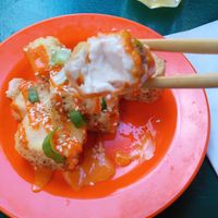 Frittierter Tofu (innen weich, außen knusprig) mit scharfer Aoli at GAO Dumpling Bar in Copenhagen