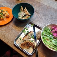 Vegan dumplings and vegan hot sides at GAO Dumpling Bar in Copenhagen