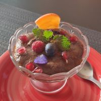 Mousse de banana e beterraba at Arvore do Mundo in Porto