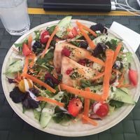 Samosas with a fruity salad  at Arvore do Mundo in Porto