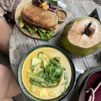 Laksa and pulled (jackfruit) p*rk sandwich. This place had decent prices comparing to the other vegan options on the island. We also had the Nasi Campur which was amazing   at The Banyan Tree in 