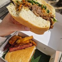 Bahn mi, we got this to take away and it was huge, packed with flavour! at The Banyan Tree in 