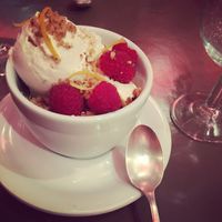 Lemon curd pudding  at Pomodoro's in Antibes