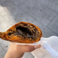 Vegan ”veal” pie  at Confitería Maiquez in Murcia