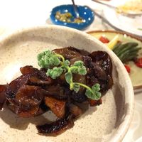 Juicy mushrooms with eggplant. Part of vegan meze in Windmill, 2021. at Windmill Restaurant in Paphos