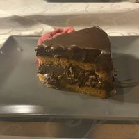 Chocolate cake with ice cream at Windmill Restaurant in Paphos