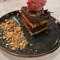 Chocolate cake with ice cream   at Windmill Restaurant in Paphos