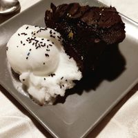 Vegan chocolate cake (with lemon sorbet) at Windmill Restaurant in Paphos
